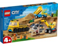 60391 Construction Trucks and Wrecking Ball Crane